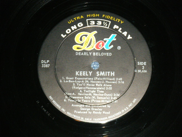 画像: KEELY SMITH -  DEARLY BELOVED( Ex- / Ex++ Looks; Ex+++ )  / 1961 US AMERICA ORIGINAL Mono  Used LP 