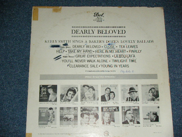 画像: KEELY SMITH -  DEARLY BELOVED( Ex- / Ex++ Looks; Ex+++ )  / 1961 US AMERICA ORIGINAL Mono  Used LP 