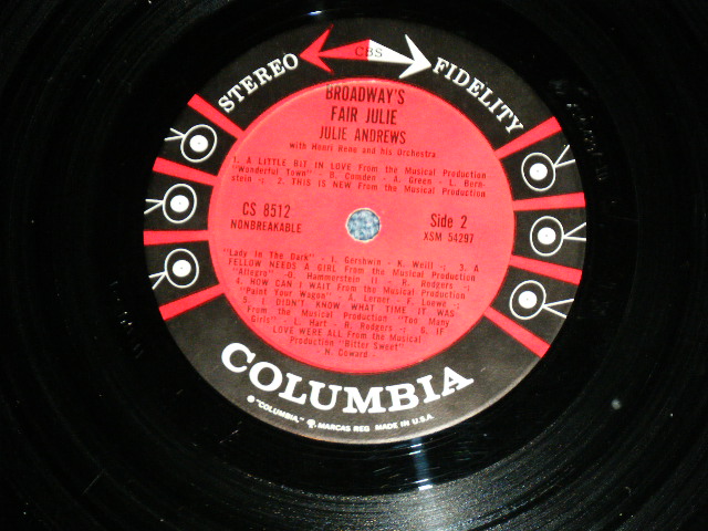 画像: JULIE ANDREWS - BROADWAY'S FAIR ( Ex/Ex+)  / 1962 US AMERICA ORIGINAL 1st Press '6 EYES Label' STEREO LP 