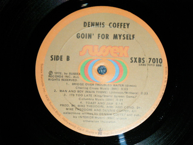 画像: DENNIS COFFEY - GOIN' FOR MYSELF  ( MINT/MINT- ) / 1972 US America Original  Used  LP