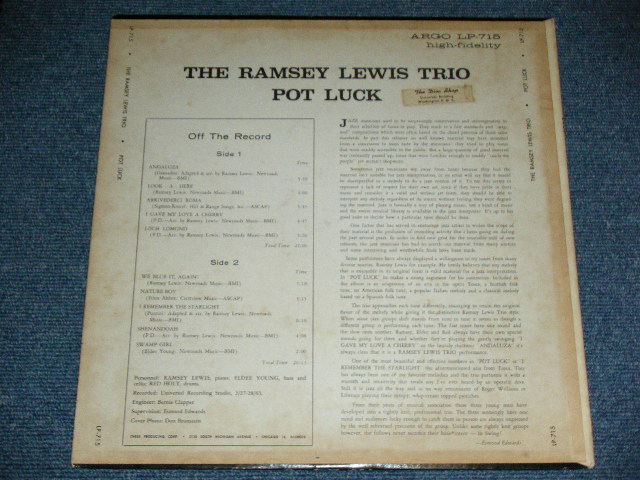 画像: RAMSEY LEWIS TRIO - POT LUCK ( Ex++,Ex+/Ex+++ Looks:Ex++ )  / 1963 US AMERICA ORIGINAL MONO Used  LP