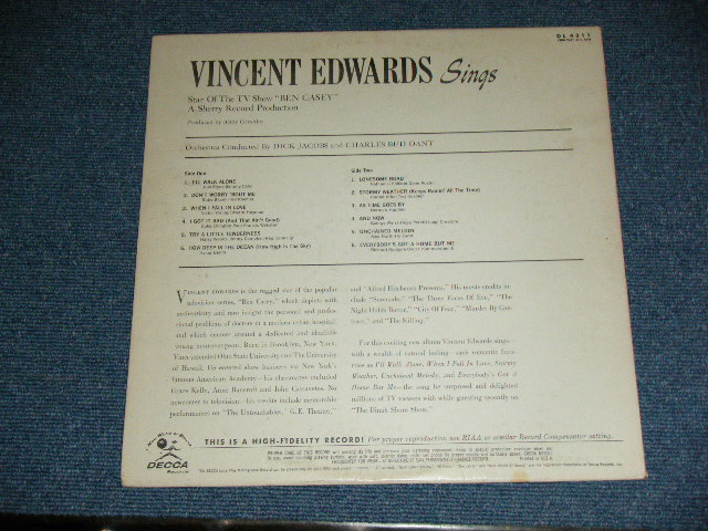 画像: VINCENT EDWARDS - SINGS  ( Ex+/Ex+++ ) / 1962 US AMERICA ORIGINAL MONO Used LP
