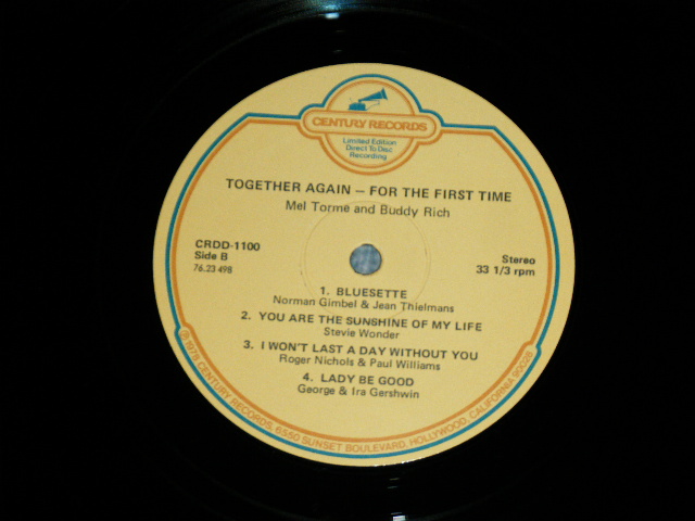 画像: MEL TOME and BUDDY RICH  - TOGETHER AGAIN-FOR THE FIRST TIME ( Ex+++/MINT-  ) / 1978 US AMERICA ORIGINAL Used  LP