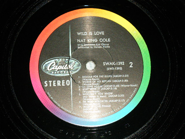 画像: NAT KING COLE - WiLD IS LOVE   ( Ex++/Ex++ Looks: MINT- ) / 1960 US AMERICA ORIGINAL 1st Press "BLACK with RAINBOW Band 'CAPITOL' Logo on LFET Label"  STEREO Used LP