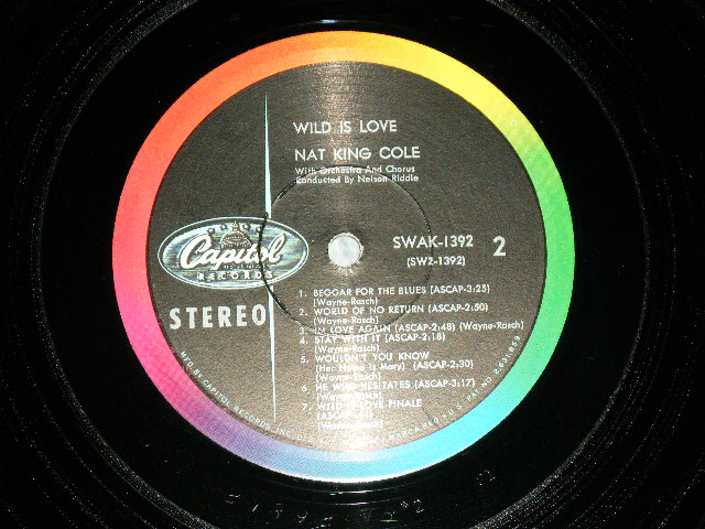 画像: NAT KING COLE - WiLD IS LOVE   (Ex++/MINT-) / 1960 US AMERICA ORIGINAL 1st Press "BLACK with RAINBOW Band 'CAPITOL' Logo on LFET Label"  STEREO Used LP