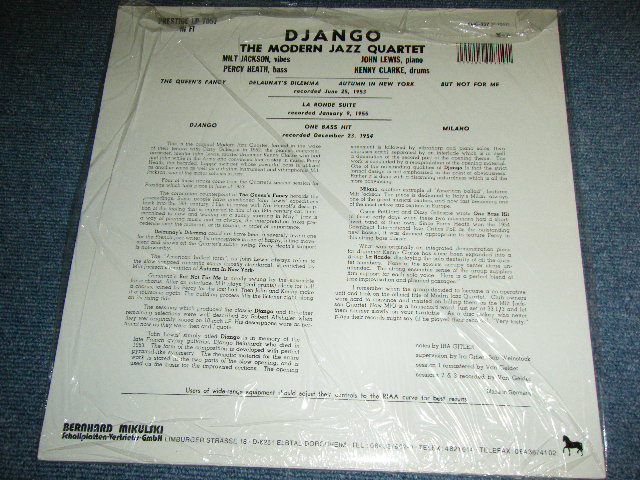 画像: MJQ MODERN JAZZ QUARTET - DJANGO   / 1983 WEST-GERMANY  REISSUE Brand New SEALED LP