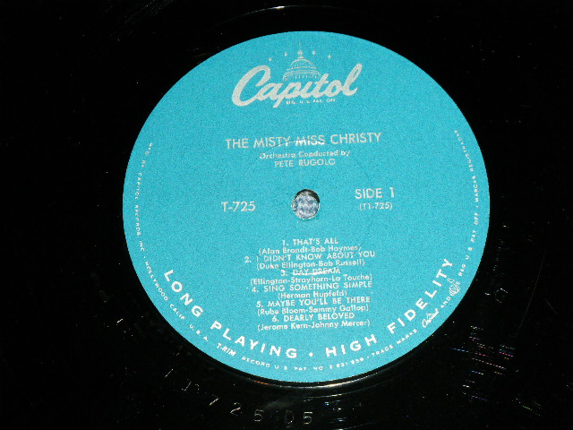 画像: JUNE CHRISTY - THE MISTY MISS CHRISTY ( Ex-,VG+++/Ex+  / 1956 US MONO ORIGINAL '1st Press TURQUOICE Label' Used LP 