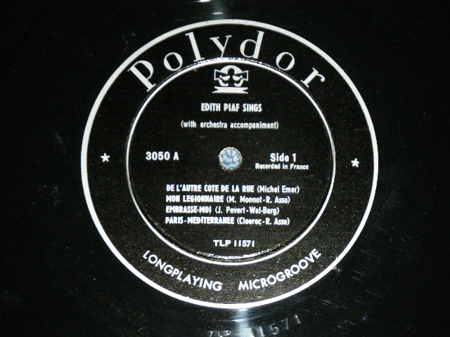 画像: EDITH PIAF - EDITH PIAF SIMGS / 1950's US AMERICA ORIGINAL MONO Used 10" inch LP 