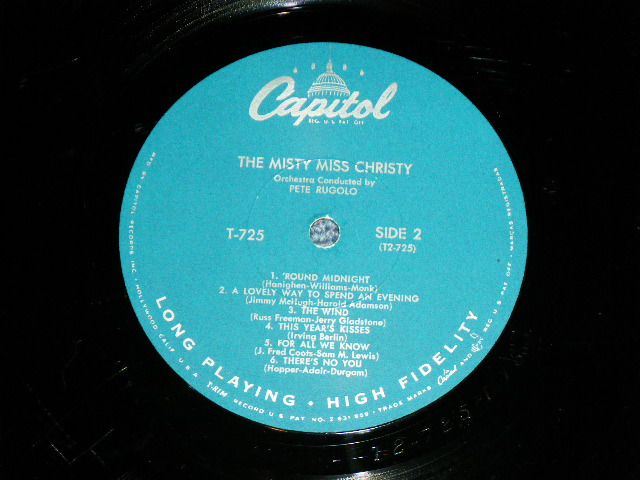 画像: JUNE CHRISTY - THE MISTY MISS CHRISTY ( Ex-,VG+++/Ex+  / 1956 US MONO ORIGINAL '1st Press TURQUOICE Label' Used LP 