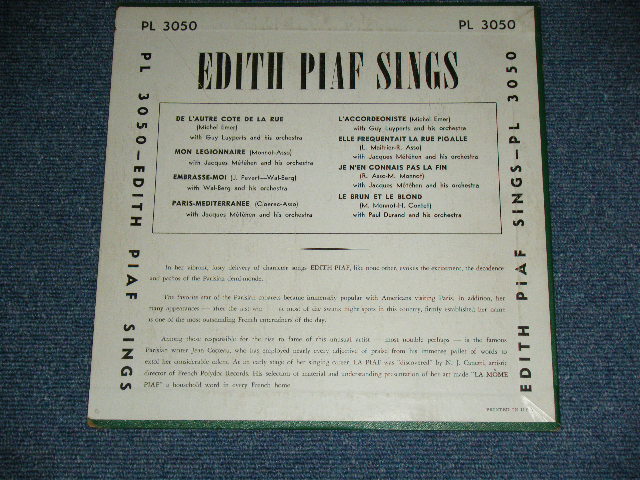 画像: EDITH PIAF - EDITH PIAF SIMGS / 1950's US AMERICA ORIGINAL MONO Used 10" inch LP 