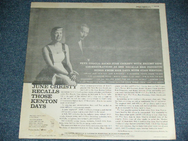画像: JUNE CHRISTY - RECALLS THOSE KENTON DAYS ( Ex,VG+++/Ex+++ ) / 1959 US AMERICA ORIGINAL "BLACK with RAINBOW & LOGO on LEFT Label" MONO Used LP 