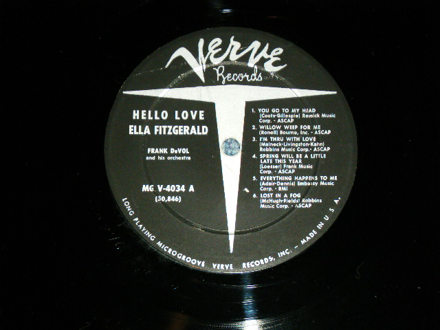 画像: ELLA FITZGERALD - HELLO LOVE ( Ex+/Ex+ )  /  1959 US AMERICA ORIGINAL "VERVE  Credit at Bottom Label" MONO Used LP 