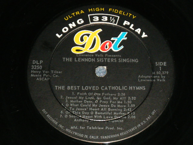 画像:  THE LENNON SISTERS - SINGING THE BEST LOVED CATHOLIC HYMNS ( Ex-/Ex ) / 1959  US AMERICA ORIGINAL MONO Used   LP
