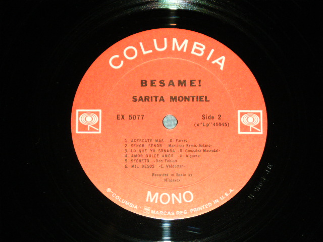 画像:  SARITA MONTIEL ( SPANISH FEMALE POP SINGER ) - BESAME!  ( Ex+,EX/Ex+++ ) / Early 1960's  US AMERICA ORIGINAL '2 EYES Label' MONO Used   LP
