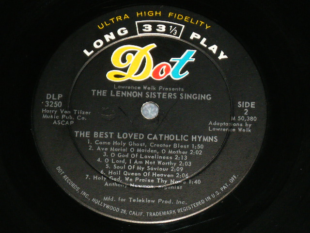 画像:  THE LENNON SISTERS - SINGING THE BEST LOVED CATHOLIC HYMNS ( Ex-/Ex ) / 1959  US AMERICA ORIGINAL MONO Used   LP