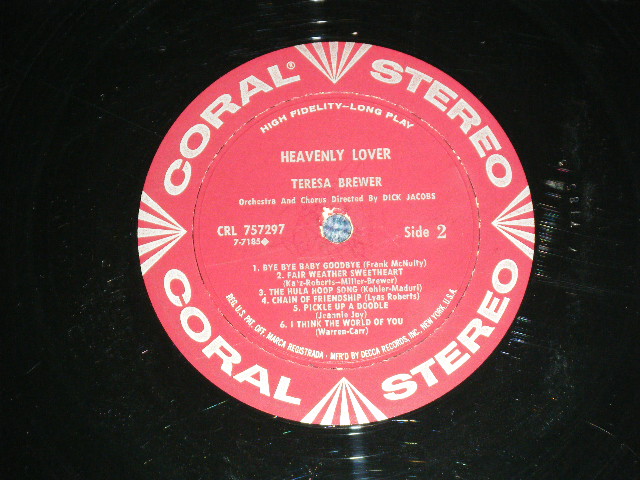 画像: TERESA BREWER - HEAVELY LOVER ( Ex/Ex+ Looks: Ex )  / 1959 US AMERICA  ORIGINAL STEREO Used LP