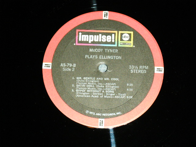 画像: McCOY TYNER - PLAYS ELLINGTON ( Ex+++/MINT- )  / 1972 US AMERICA Release Version "BLACK with RED Ring"Label  Useed  LP 