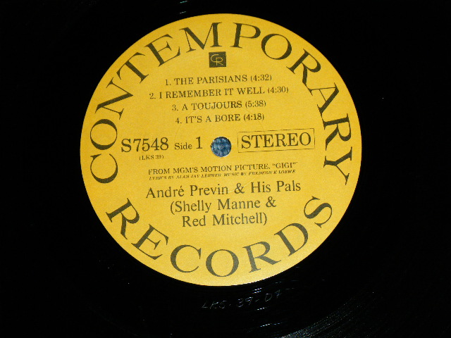 画像: ANDRE PREVIN and His PAL ( SHELLY MANNE & RED MITCHELL )  - "GIGI"  / 1959 US AMERICA ORIGINAL "YELLOW Label" STEREO Used LP 