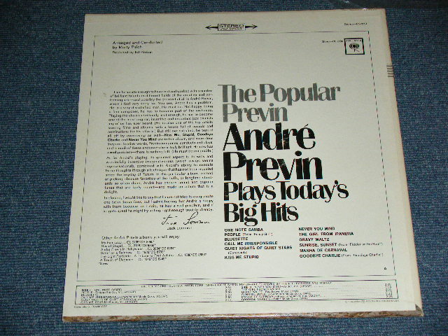 画像: ANDRE PREVIN  - THE POPULAR PREVIN PLAYS TODAY'S BIG HITS (Arranged and Conducted by Marty Paich : Ex,Ex++/Ex+++ ) / 1965 US AMERICA ORIGINAL "360 Sound 1st Press BLACK Print Label"  STEREO Used LP 