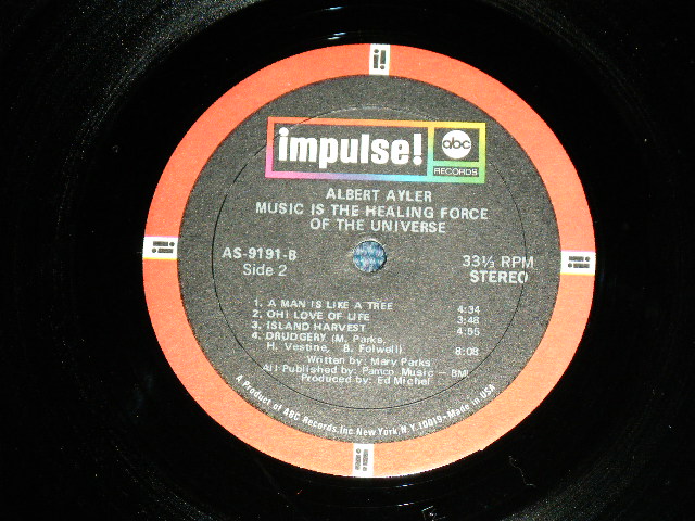 画像: ALBERT AYLER TRIO - MUSIC IS THE HEALING FORCE OF THE UNIVERSAL   / 1969 US AMERICA ORIGINAL "RED Ring Label" STEREO Used LP 