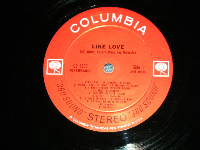 画像: ANDRE PREVIN  - LIKE LOVE ( Ex++/Ex++  Looks: Ex+++ ) / 1963 US AMERICA ORIGINAL "360 Sound 2nd Press BLACK Print Label"  STEREO Used LP 