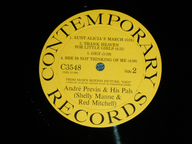 画像: ANDRE PREVIN and His PAL ( SHELLY MANNE & RED MITCHELL )  - "GIGI"  / 1958 US AMERICA ORIGINAL "YELLOW Label" MONO Used LP 