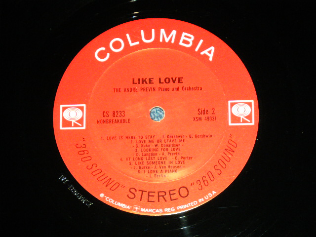 画像: ANDRE PREVIN  - LIKE LOVE ( Ex++/Ex++  Looks: Ex+++ ) / 1963 US AMERICA ORIGINAL "360 Sound 2nd Press BLACK Print Label"  STEREO Used LP 