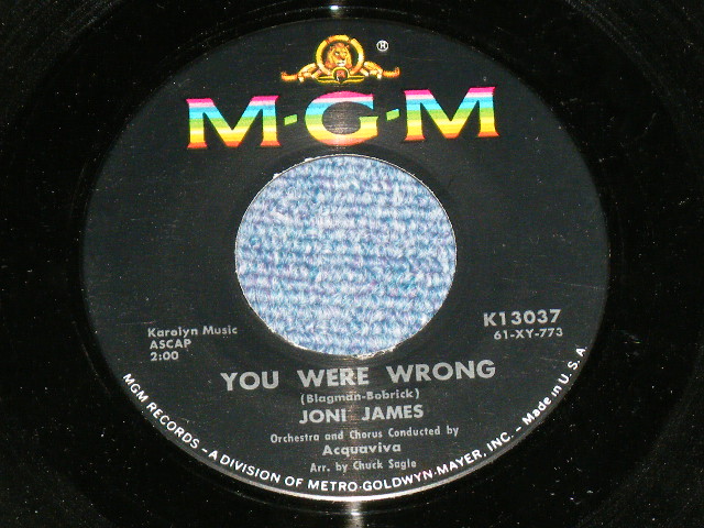 画像: JONI JAMES - YOU WERE WRONG : SOMEBODY ELSE IS TAKING MY PLACE  ( Ex+++,Ex/Ex++ Looks: Ex+++ ) / 1961 US AMERICA ORIGINAL Used 7"45 Single With PICTURE SLEEVE