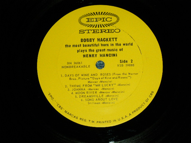 画像: BOBBY HACKETT- PLAYS THE GREAT MUSIC OF HENRY MANCHINI  ( Included DRUM BREAK! : Ex++/Ex+++ )  ) /  1963 US AMERICA ORIGINAL  STEREO  Used LP 