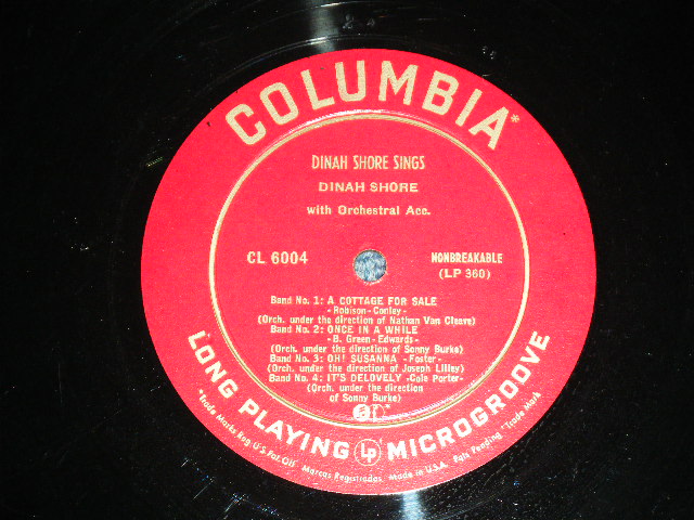 画像: DINAH SHORE - DINAH SHORE SINGS   ( 10" LP : Ex+/Ex ) / 1949 US AMERICA ORIGINAL Used 10" LP 