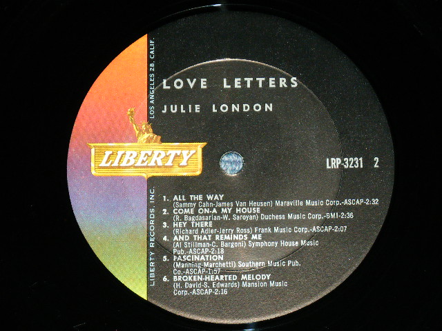 画像: JULIE LONDON - LOVE LETTERS ( Ex+++/MINT- ) /1962 US AMERICA ORIGINAL MONO LP