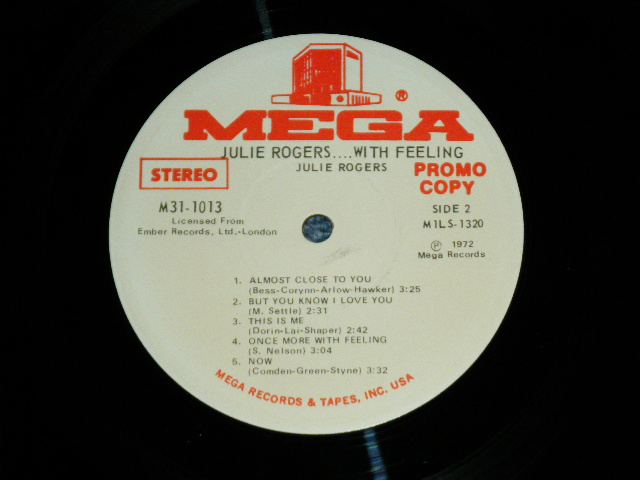 画像: JULIE ROGERS - ...WITH FEELING!  ( Ex+/Ex+++  )  /1972 US AMERICA ORIGINAL Used LP