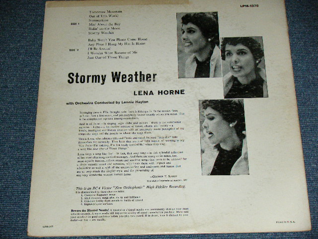 画像: LENA  HORNE With LENNIE HAYTON -  STORMY WEATHER ( Ex/Ex++ )    / 1956 US AMERICA ORIGINAL MONO Used LP 