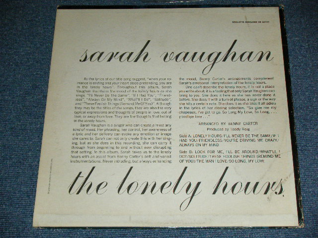 画像: SARAH VAUGHAN - THE LONELY HOURS (Ex+/Ex+++)  / 1962  US AMERICA ORIGINAL STEREO  Used  LP