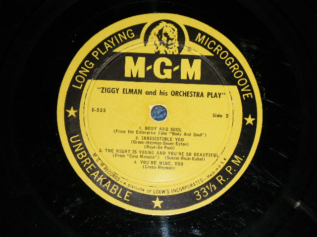 画像: ZIGGY ELMAN and his Orchestra - PLAY  ( VG+++/Ex+  Looks:Ex) / 195? US AMERICA ORIGINAL MONO Used 10" LP 