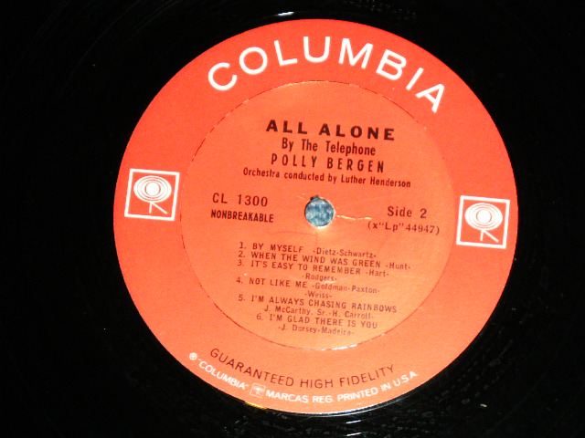 画像: POLLY BERGEN - ALL ALONE BY THE TELEPHONE (Ex-,VG+++/Ex-)) / 1959 US 2nd Press "2 EYE'S LABEL" MONO Used LP 