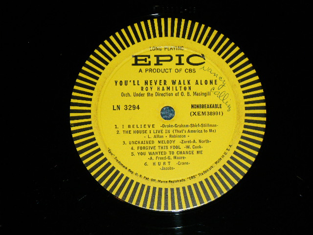 画像: ROY HAMILTON - YOU'LL  NEVER WALK ALONE ( Ex/Ex+) / 1956 US AMERICA ORIGINAL "YELLOW LABEL"  MONO  Used LP