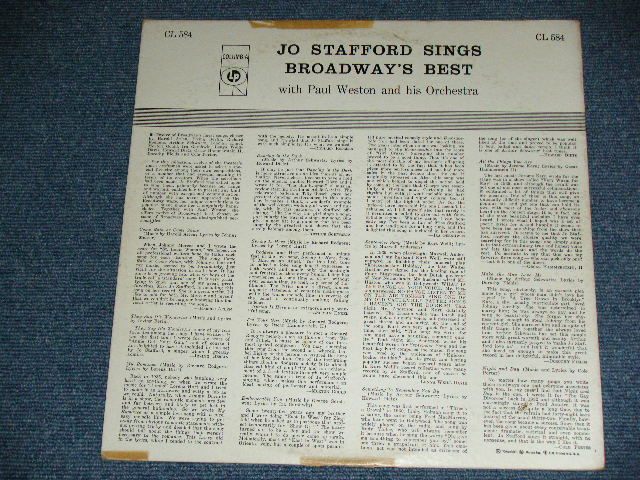 画像: JO STAFFORD - BROADWAY'S BEST ( Ex+/Ex++ ) / 1955 US AMERICA ORIGINAL 1st Press "6 EYES Label"  MONO Used LP 