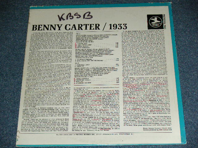 画像: BENNY CARTER - 1933 (VG++/Ex+,MINT-) / 1972  US AMERICA  Used LP