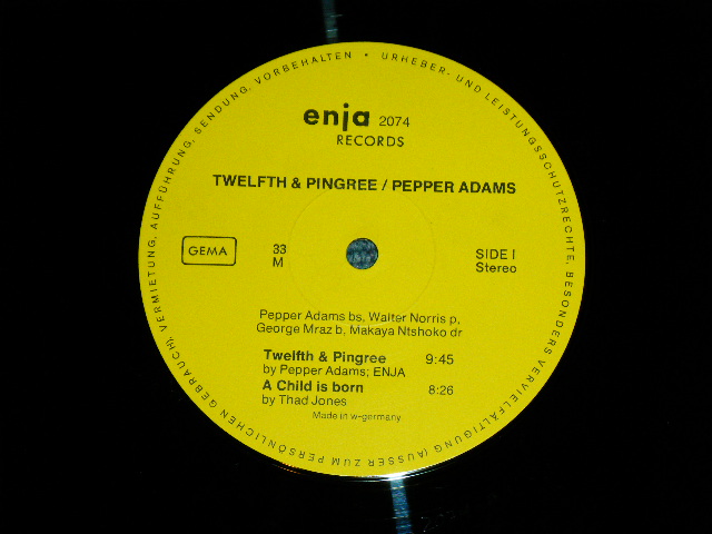 画像: PEPPER ADAMS - TWELFTH & PINGREE  ( Ex+++/MINT-) / 1975  WEST GERMANY ORIGINAL Used LP 