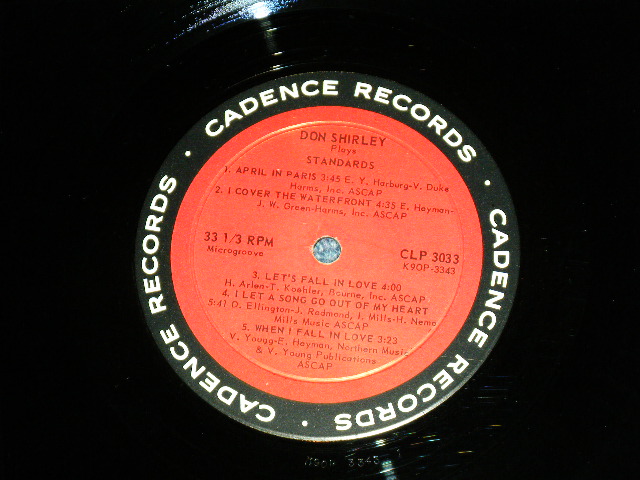 画像: DON SHIRLEY  TRIO -  PLAYS STANDARDS ( Ex++/Ex+++ Looks:Ex++) /1960 ORIGINAL "RED  LABEL" MONO Used LP