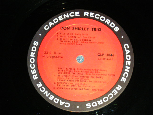 画像: DON SHIRLEY  TRIO -  DON SHIRLEY  TRIO ( Ex++/Ex++) /1963? ORIGINAL "2nd Press RED  LABEL" MONO Used LP