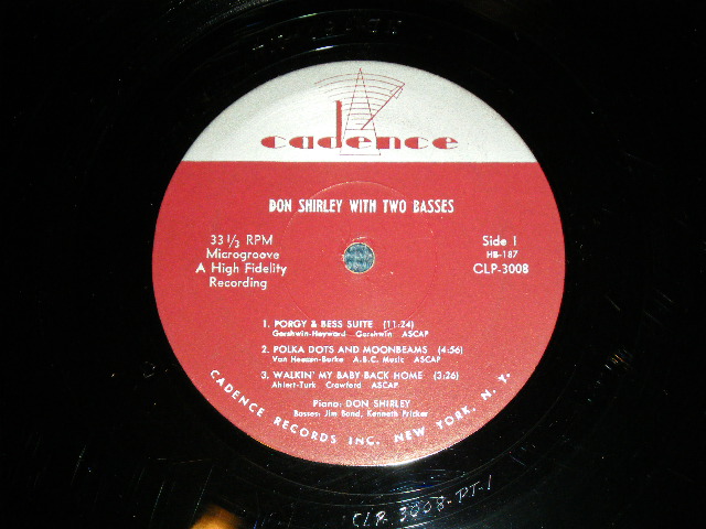 画像: DON SHIRLEY   -  WITH 2 BASSES (Ex++, Ex/Ex++ Looks:Ex+++ EDSP) /1958 US AMERICA ORIGINAL "1st Press MARRON  LABEL" MONO Used LP
