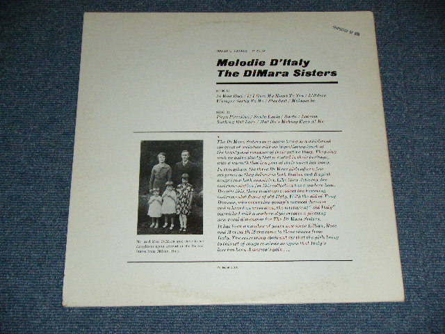 画像: The DiMARA SISTERS (ITALIAN 60's GIRL POP-CHORUS Group) - MELODY D'ITALY ( Ex-/Ex+++ ) / 1960'S US AMERICA ORIGINAL MONO Used   LP