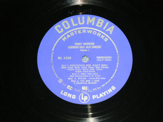 画像: BENNY GOODMAN - CARNEGIE HALL JAZZ CONCERT ( Ex/Ex++)  / 1950 US ORIGINAL "DARK BLUE  Label" MONO  Used LP  