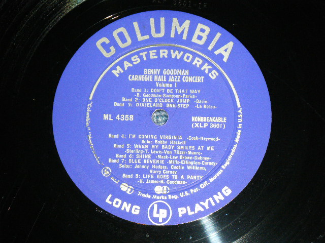 画像: BENNY GOODMAN - CARNEGIE HALL JAZZ CONCERT ( Ex/Ex++)  / 1950 US ORIGINAL "DARK BLUE  Label" MONO  Used LP  