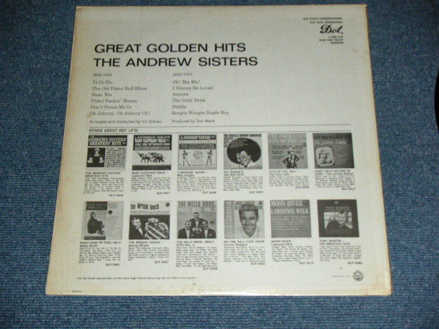 画像:  THE ANDREWS SISTERS - GREAT GOLDEN HITS ( MINT-/Ex+++)  / 1962  US AMERICA ORIGINAL STEREO Used  LP