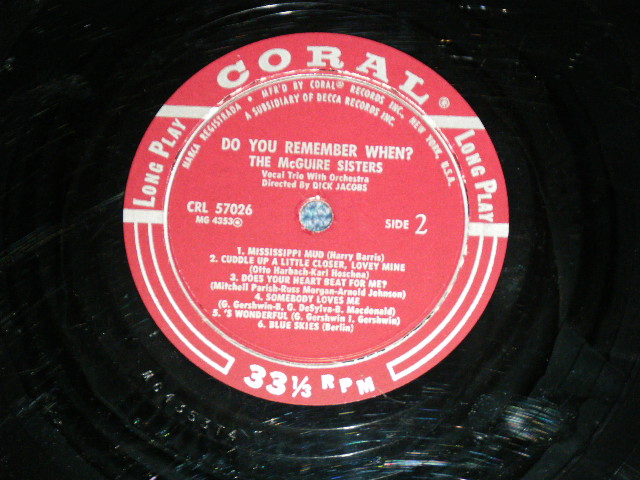 画像: THE McGUIRE SISTERS - DO YOU REMEMBER WHEN?  ( Ex+/Ex+ Looks:VG+++ )  / 1956  US ORIGINAL MONO Used LP