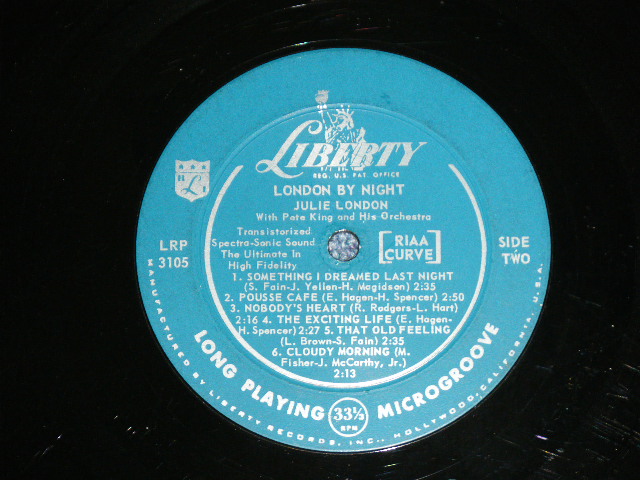 画像: JULIE LONDON - LONDON BY NIGHT ( Ex+/Ex  A-1:Poor SCRATCHE  JUMP  )  / 1958 US "1st Press TURQUOISE  Label"  MONO Used LP 