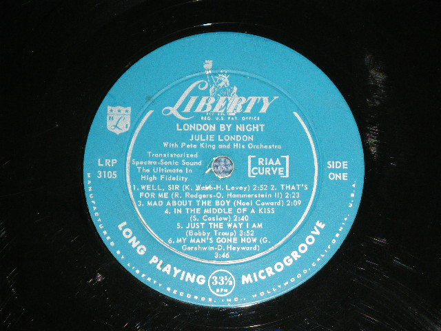 画像: JULIE LONDON - LONDON BY NIGHT ( Ex+/Ex  A-1:Poor SCRATCHE  JUMP  )  / 1958 US "1st Press TURQUOISE  Label"  MONO Used LP 